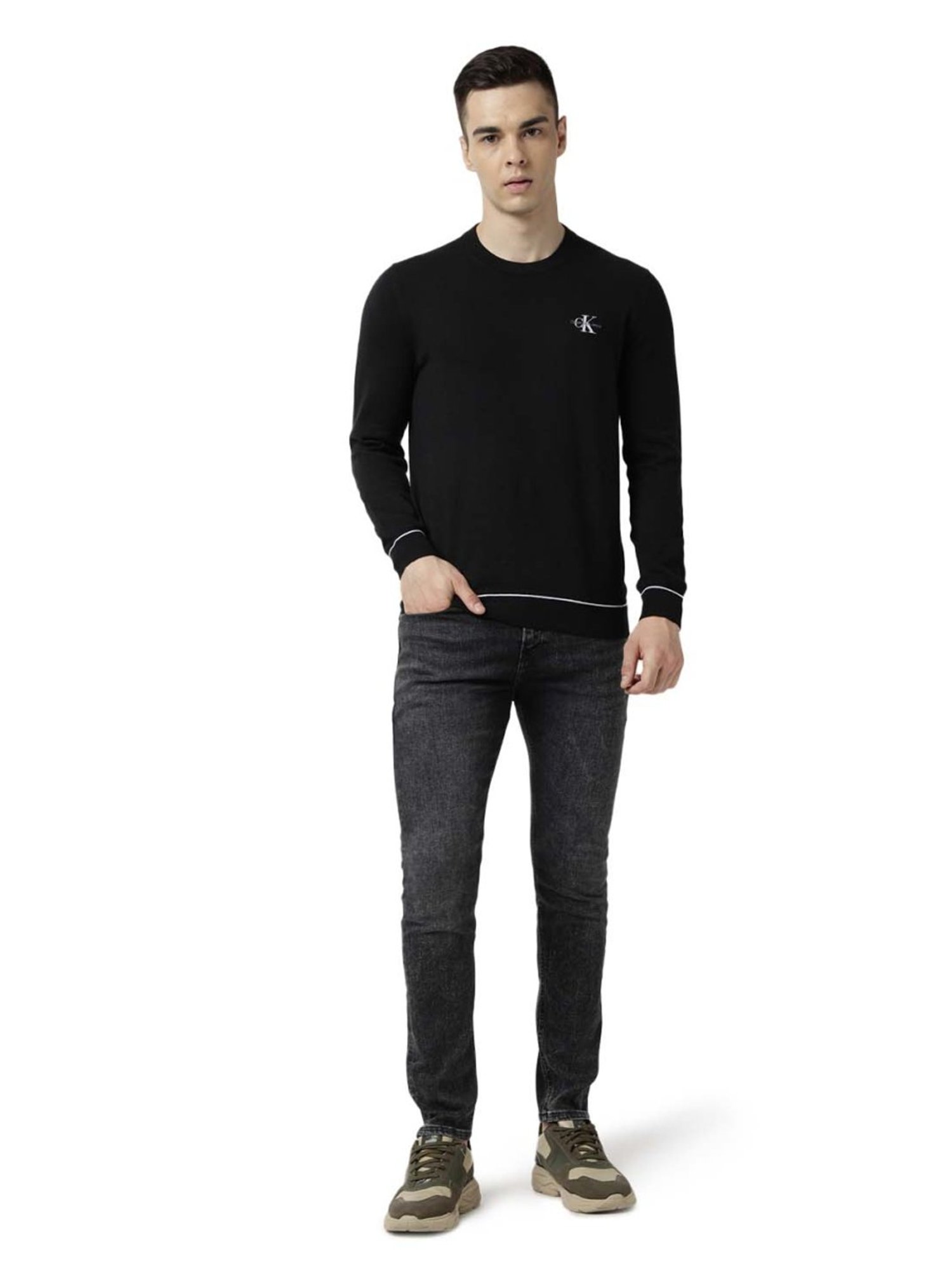 Calvin Klein Jeans Black Embroidery Regular Fit Sweater