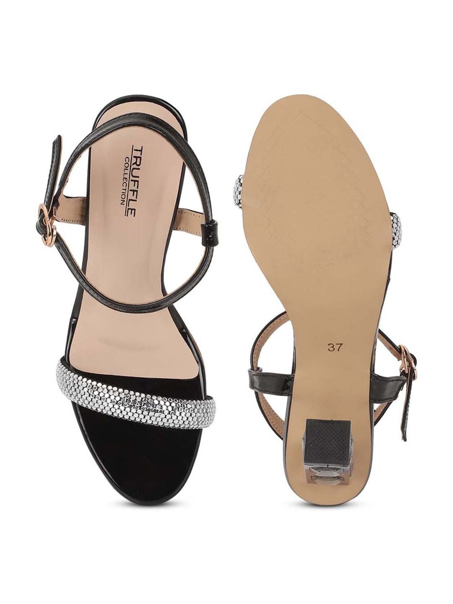 Truffle Collection Women's Black Ankle Strap Sandals