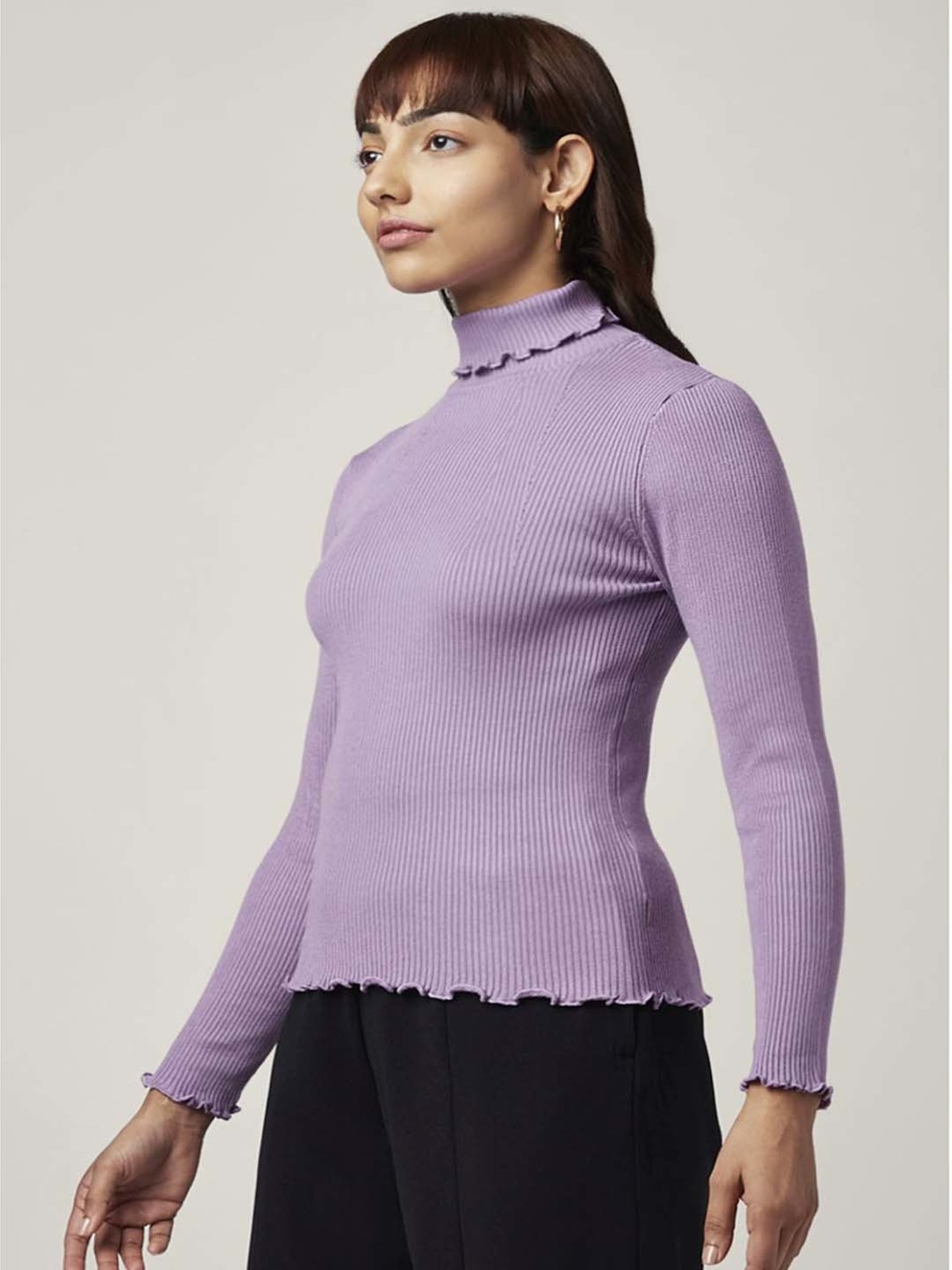 Honey by Pantaloons Purple Slim Fit Sweater