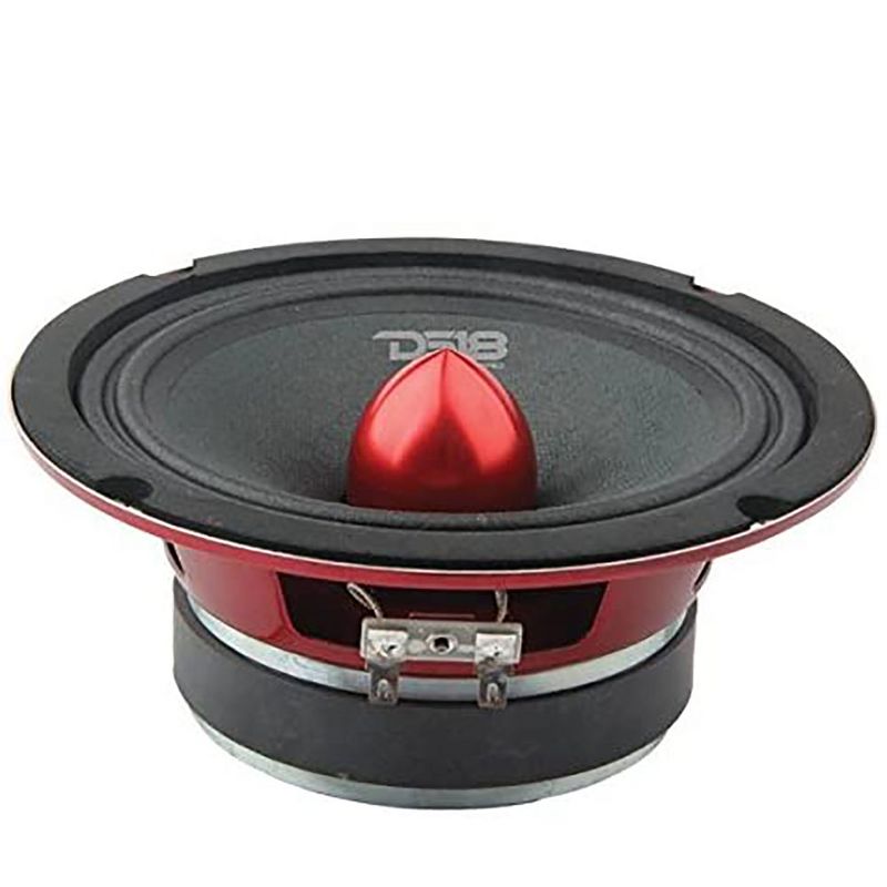 DS18 PRO-X6.4BM Pro X 6.5 Inch 500 Watt 250 RMS 4 Ohm Mid Range Car and Truck Door Loudspeaker with Black Steel Basket Bullet Design (4 Pack)