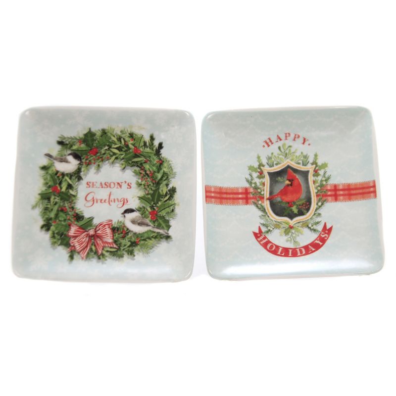 Tabletop 4.0" Season Greetings Dish Set/2 Christmas Creative Co-Op  -  Dining Plates