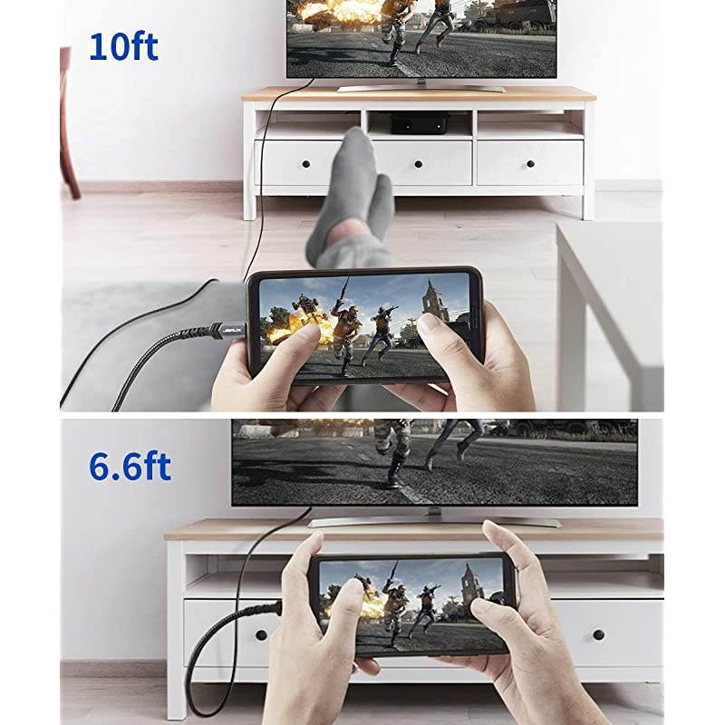 USB C to HDMI Cable10ft  4K 60HZType C to HDMI CordThunderBolt 3 Compatible for MacBook Pro 2018 2017 Air iPad Pro Samsung Galaxy S20 Ultra Note 10 S10 Plus Dell XPS 13 Surface BookGrey