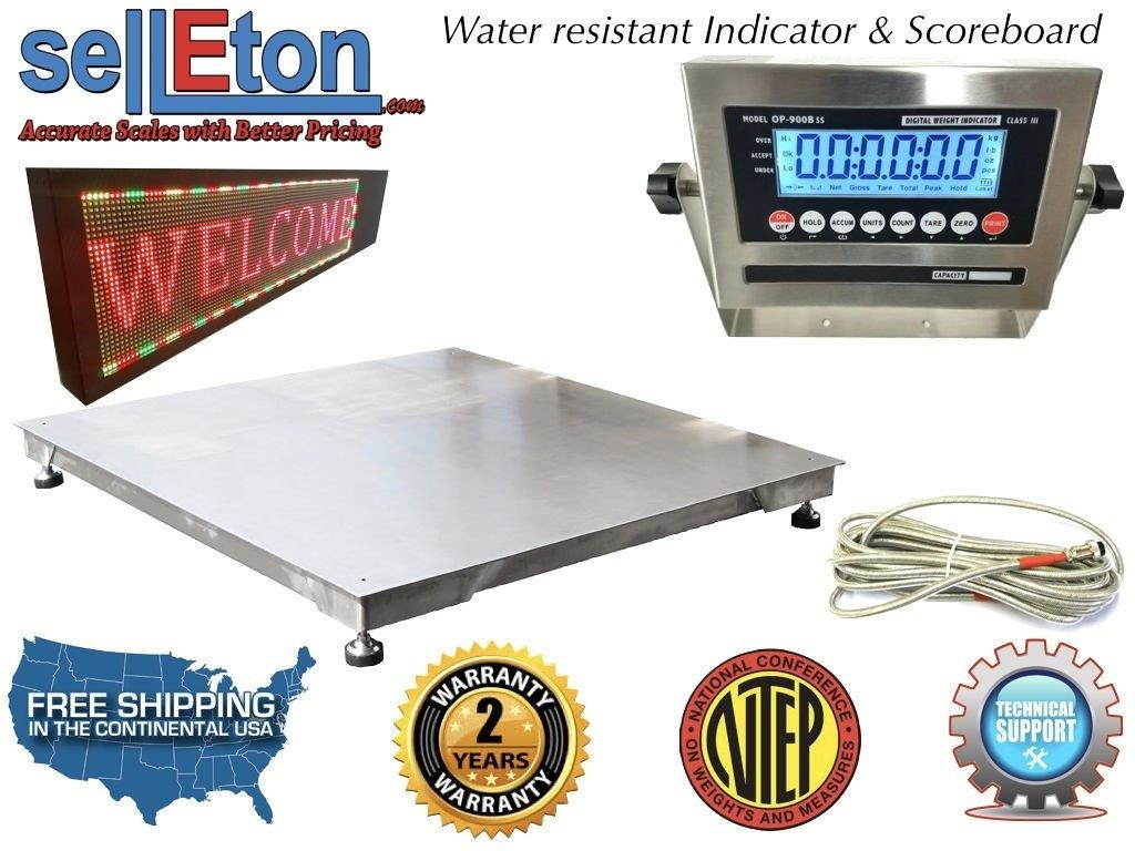 NTEP 36" x 36"  3'  Floor Scale Fixed TOP Stainless Steel Scoreboard 2000 lbs
