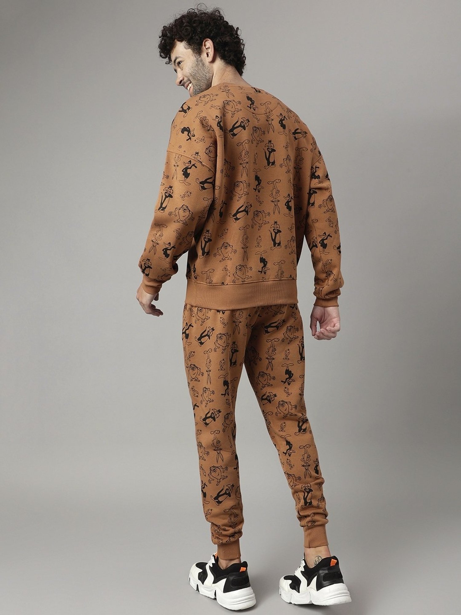 Free Authority Brown Loose Fit Looney Tunes Printed Co-Ord Set