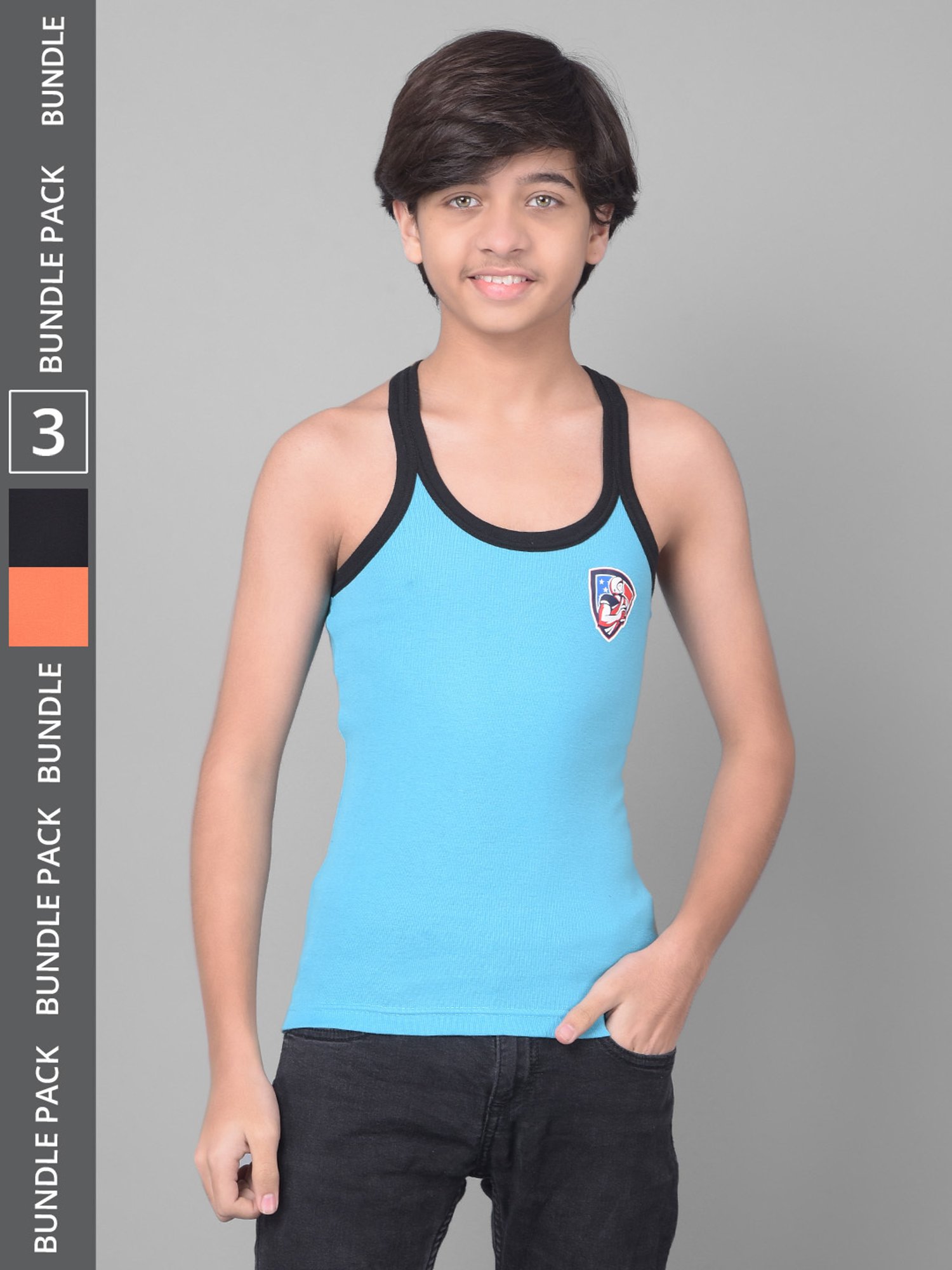 Dollar Bigboss Boys Multicolor Solid Gym Vest (Pack Of 3)