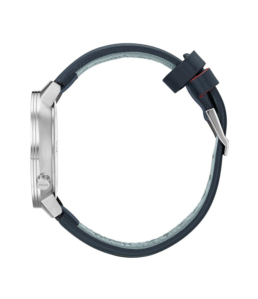 Hugo Boss #Travel Blue Leather Watch