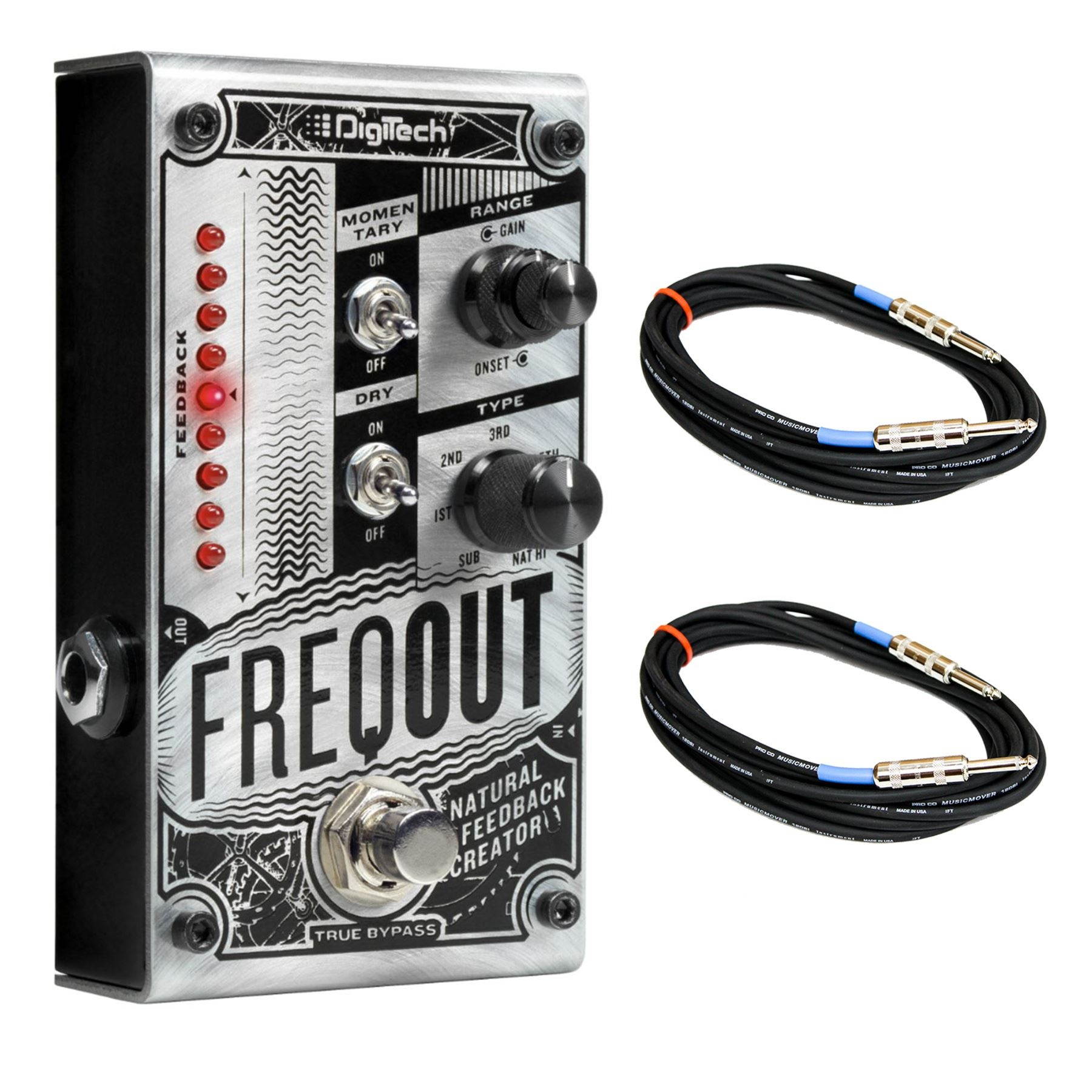 DigiTech FreqOut Pedal w/ 2 15-Foot Pro Co EG-15 1/4" TS Cables Bundle