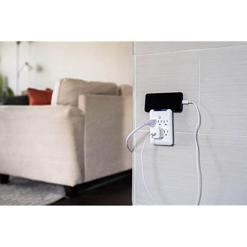 Pro Sur Protector Wall Tap, 6 Outlets, 3 Prong, Protected Indicator Light, Mounting Screw, 15A, 540 Joules, UL Listed, White, 38431