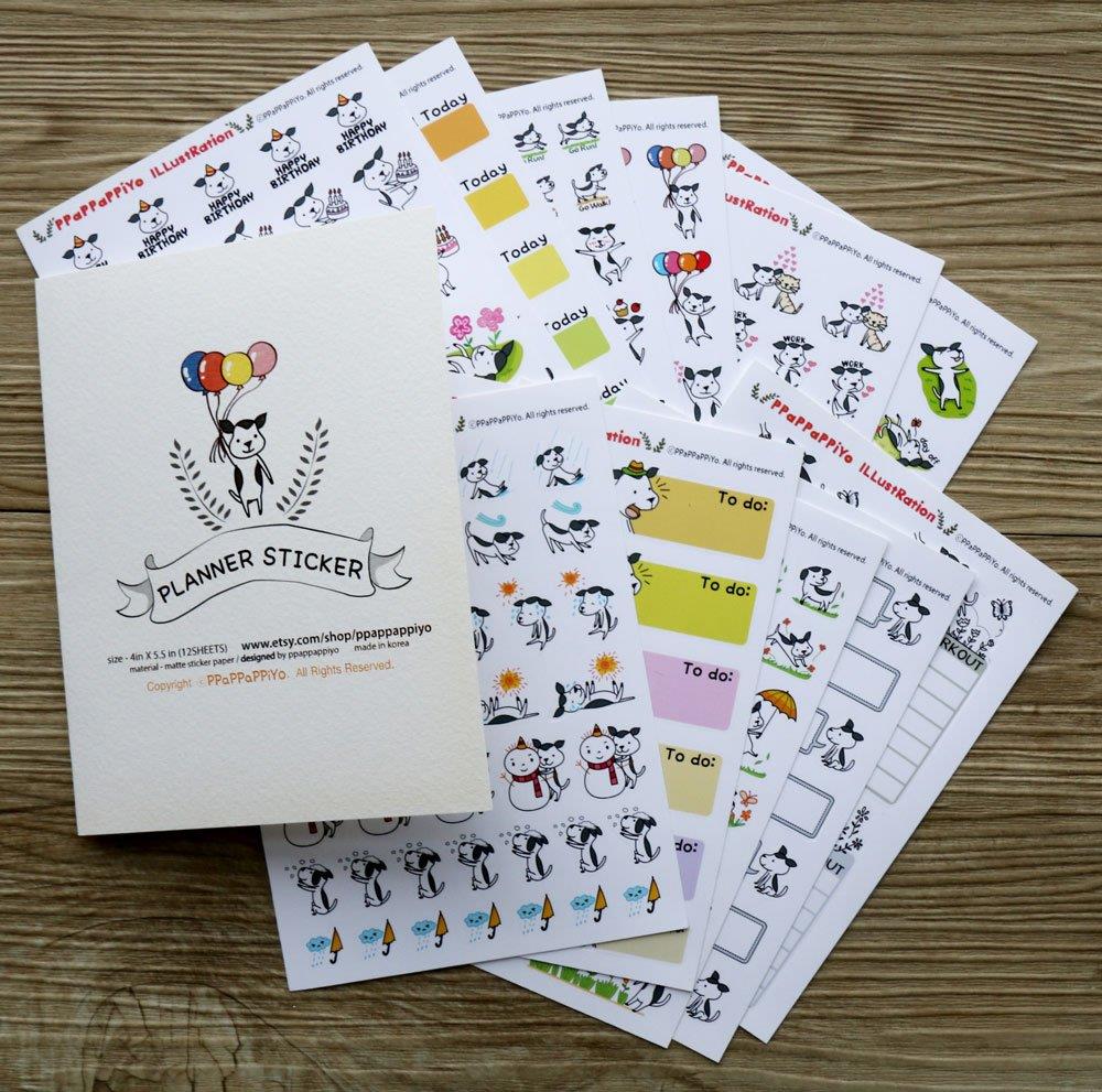Dog planner sticker - 12 Sheets Size 4 X 5.5 Inch