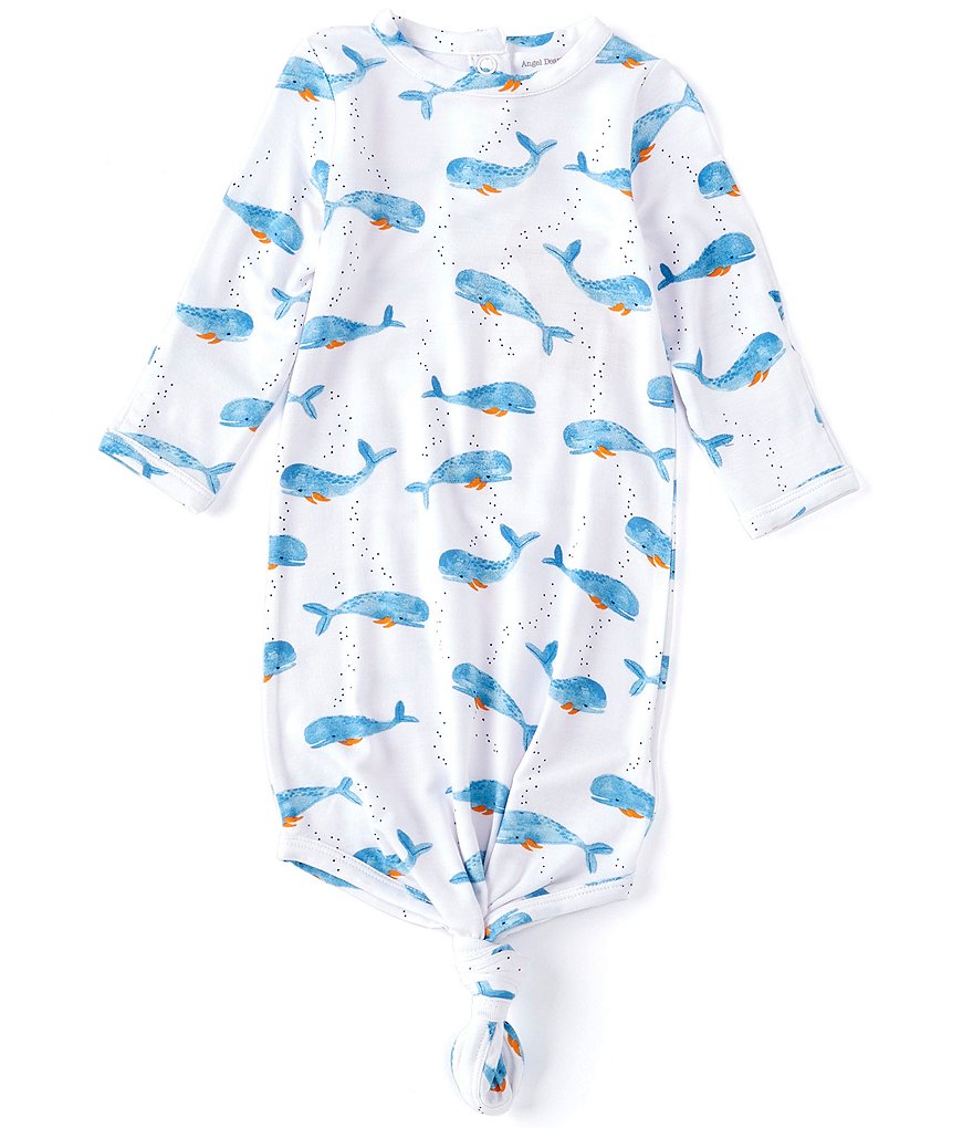 Angel Dear Baby Newborn-3 Months Long-Sleeve Cutey Whale Knotted Gown