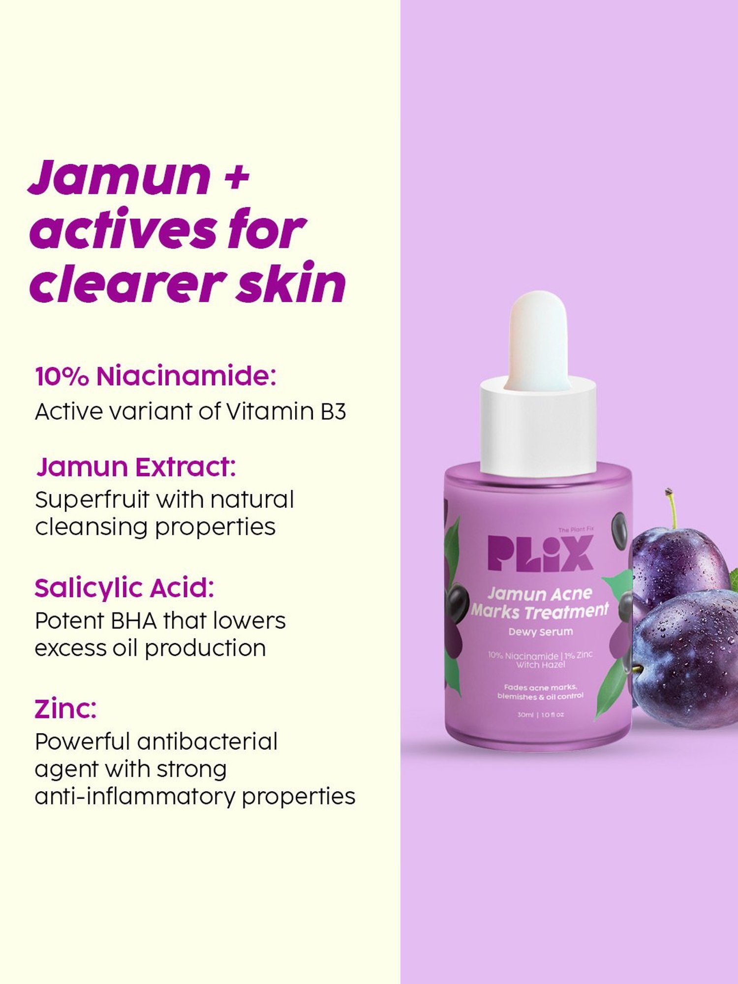 PLIX THE PLANT FIX Jamun Acne Marks Treatment Dewy Serum - 30 ml