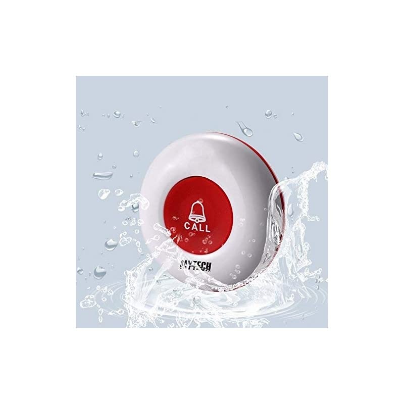 Caregiver Pager Wireless Call Button for Elderly Home Alert System Alarm Emergency Call Button Personal Life Alert for Elderly Seniors Patient Nurse Call System 1 Receiver 2 Panic Call Button