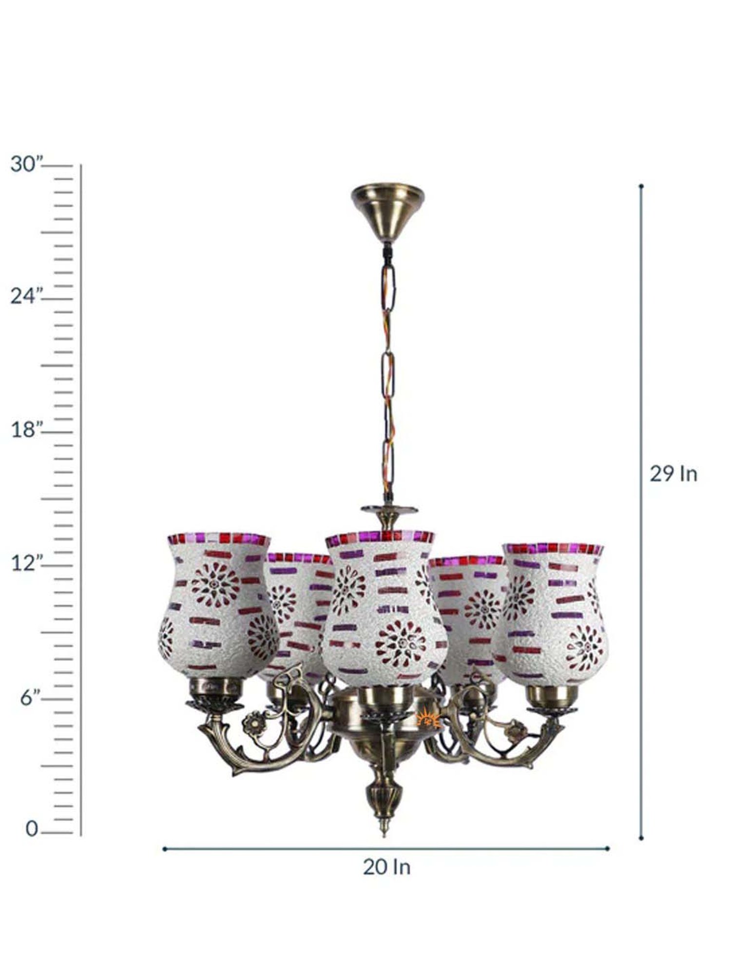 DecorativeRay Antique Gold Glass Chandelier - Set of 1