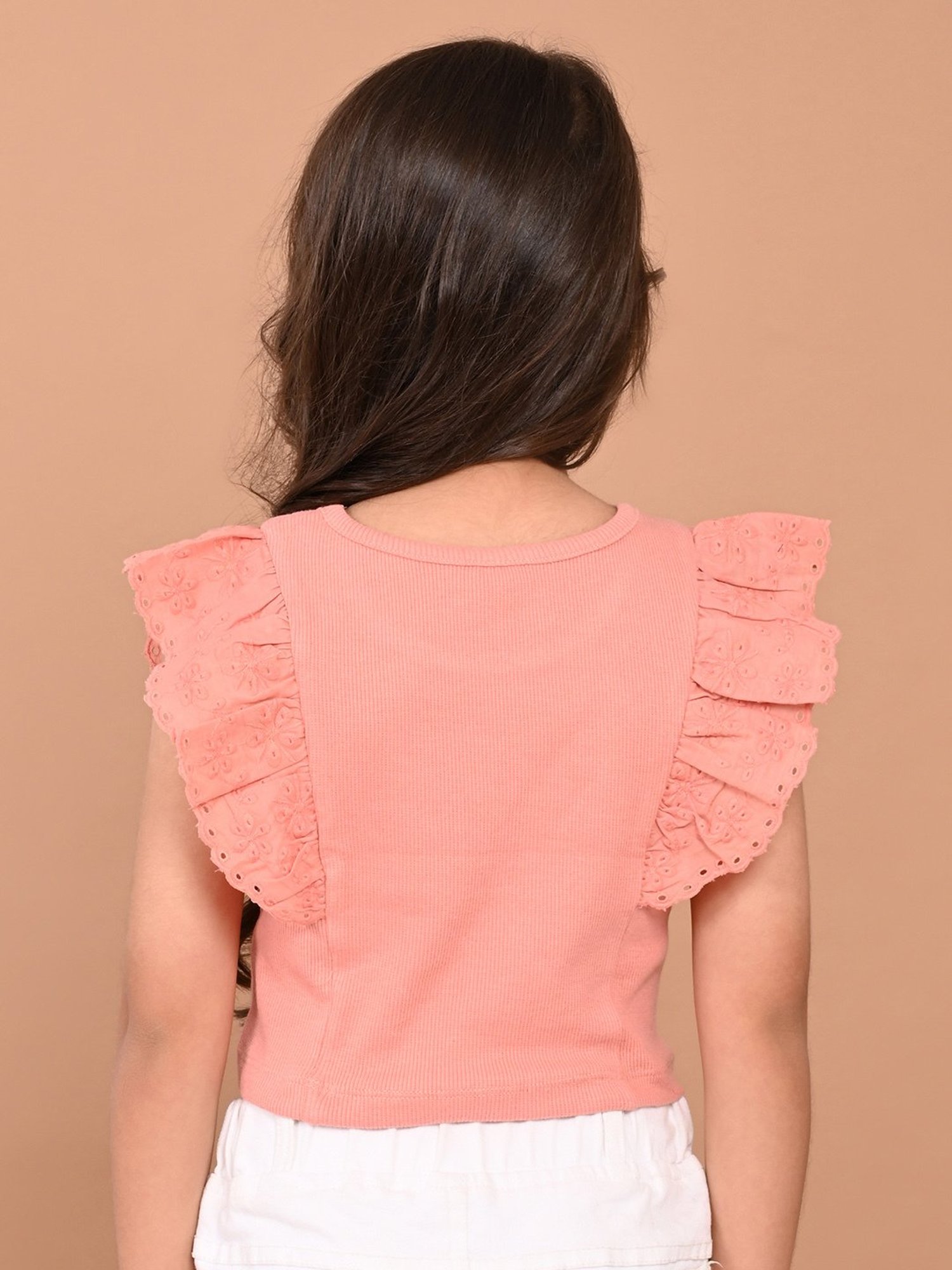 LilPicks Kids Yellow Solid Crop Top