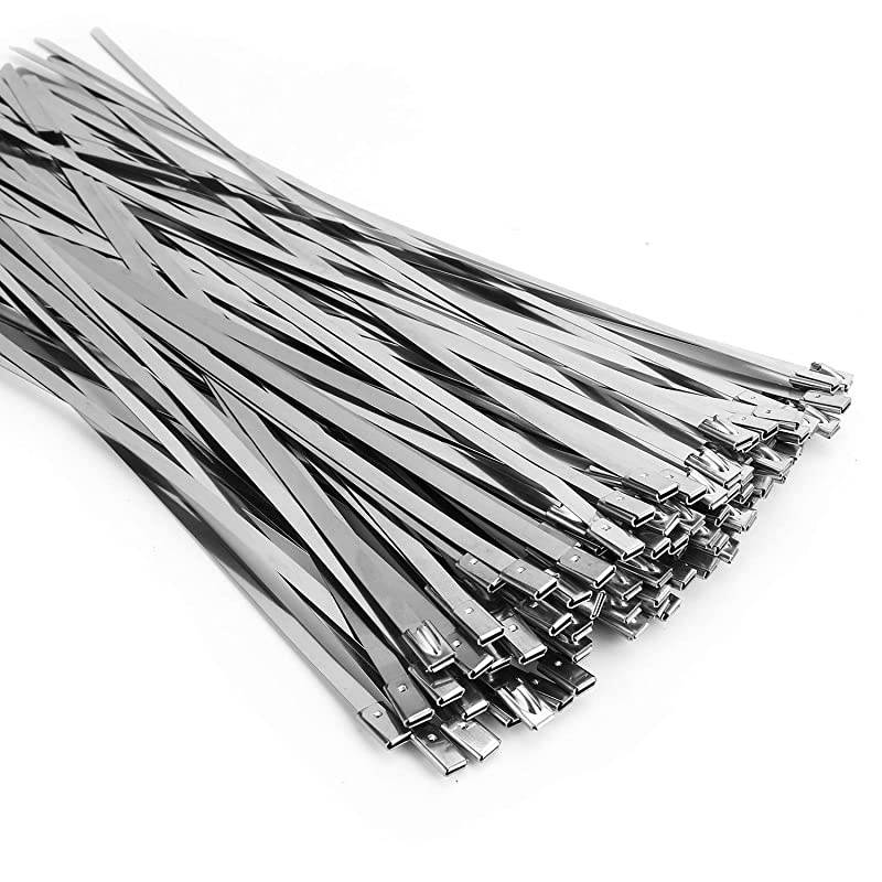 118 Inch Metal Cable Zip Ties 304 Stainless Steel Multipurpose Heavy Duty Selflocking Cable TiesSuitable for Exhaust Wrapping Fence Outdoor and Canopy Etc