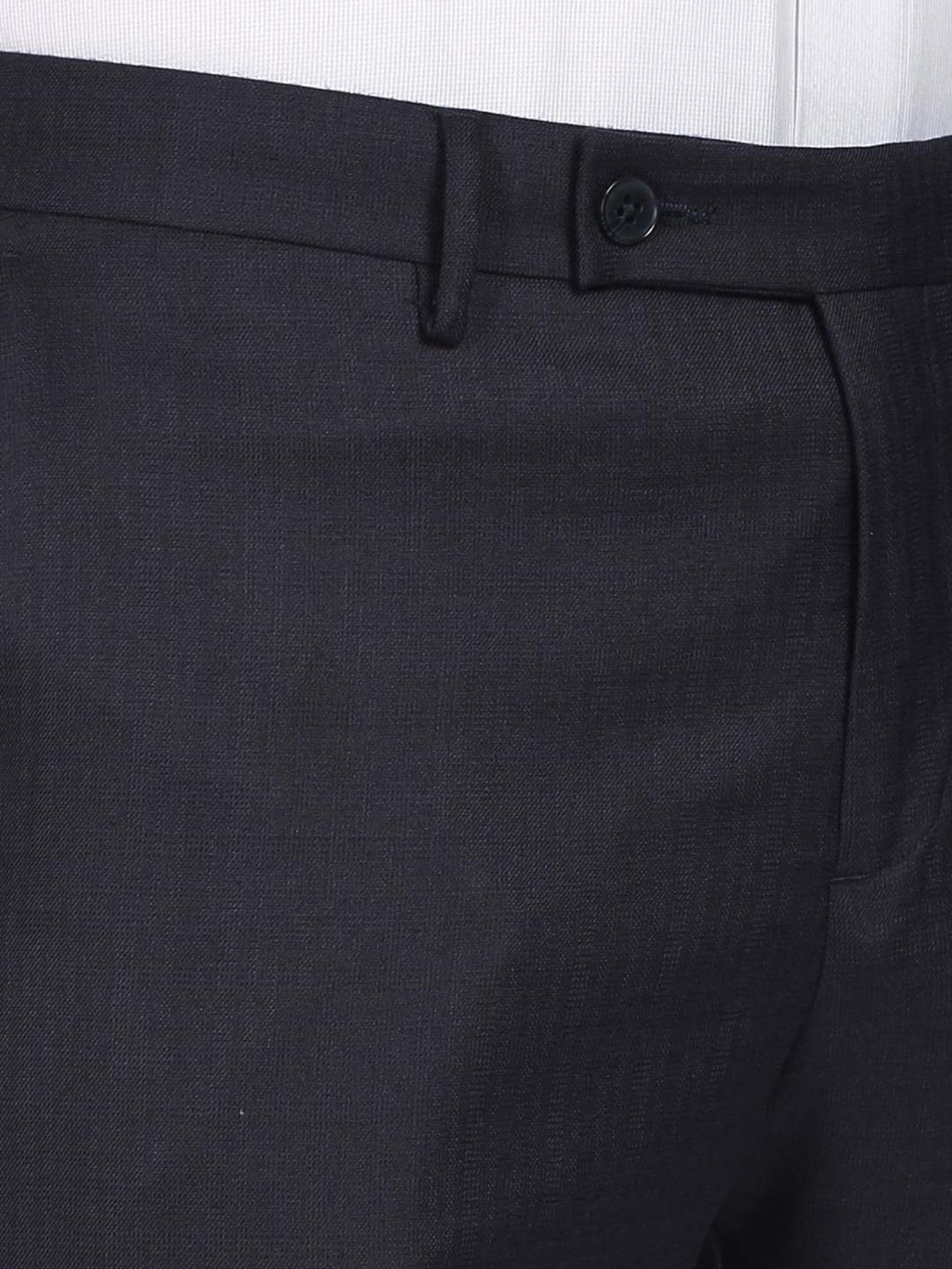 Arrow Navy Regular Fit Checks Trousers