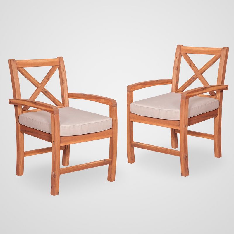 7pc Acacia Wood X Design Outdoor Patio Dining Set - Brown - Saracina Home