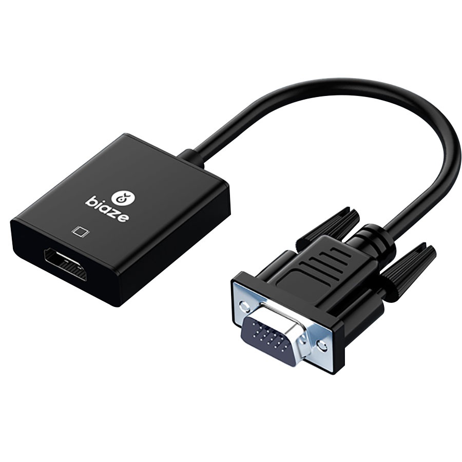 Biaze VGA to HD Converter Cable Video Cable Audio Cable HD Converter for TV Screen projector ZH32 Black