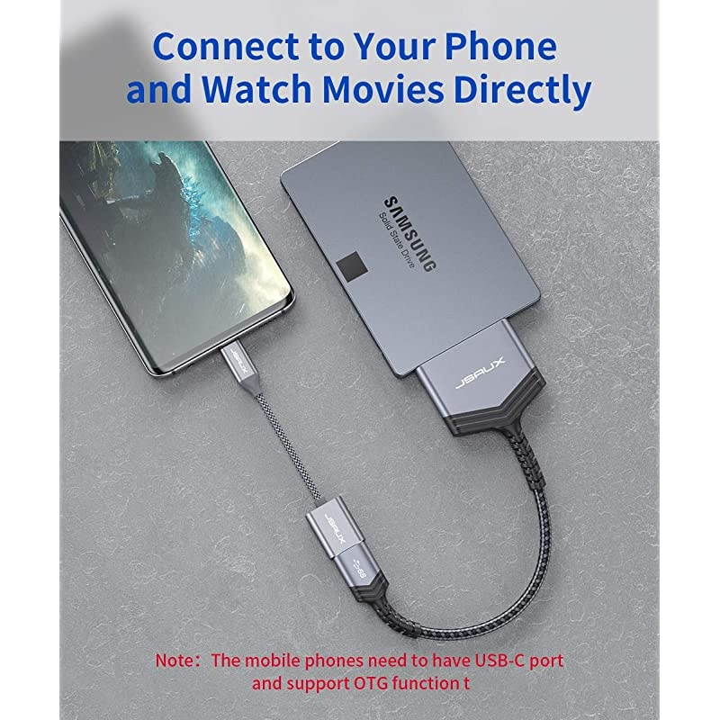 SATA to USB A Cable  USB A 30 to 25 SATA III Hard Drive Adapter Aluminum Shell Nylon Cord External Converter for SSDHDD Data TransferGrey