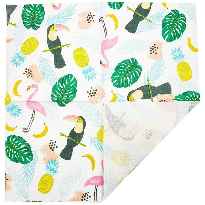 Sparkle and Bash 100 Pack Tropical Disposable Luncheon Paper Napkins 6.5" for Birthday Party Decorations
