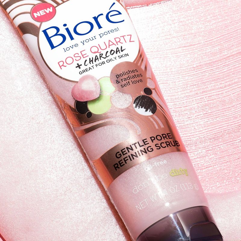 Biore Rose Quartz + Charcoal Gentle Pore Refining Scrub - 4oz