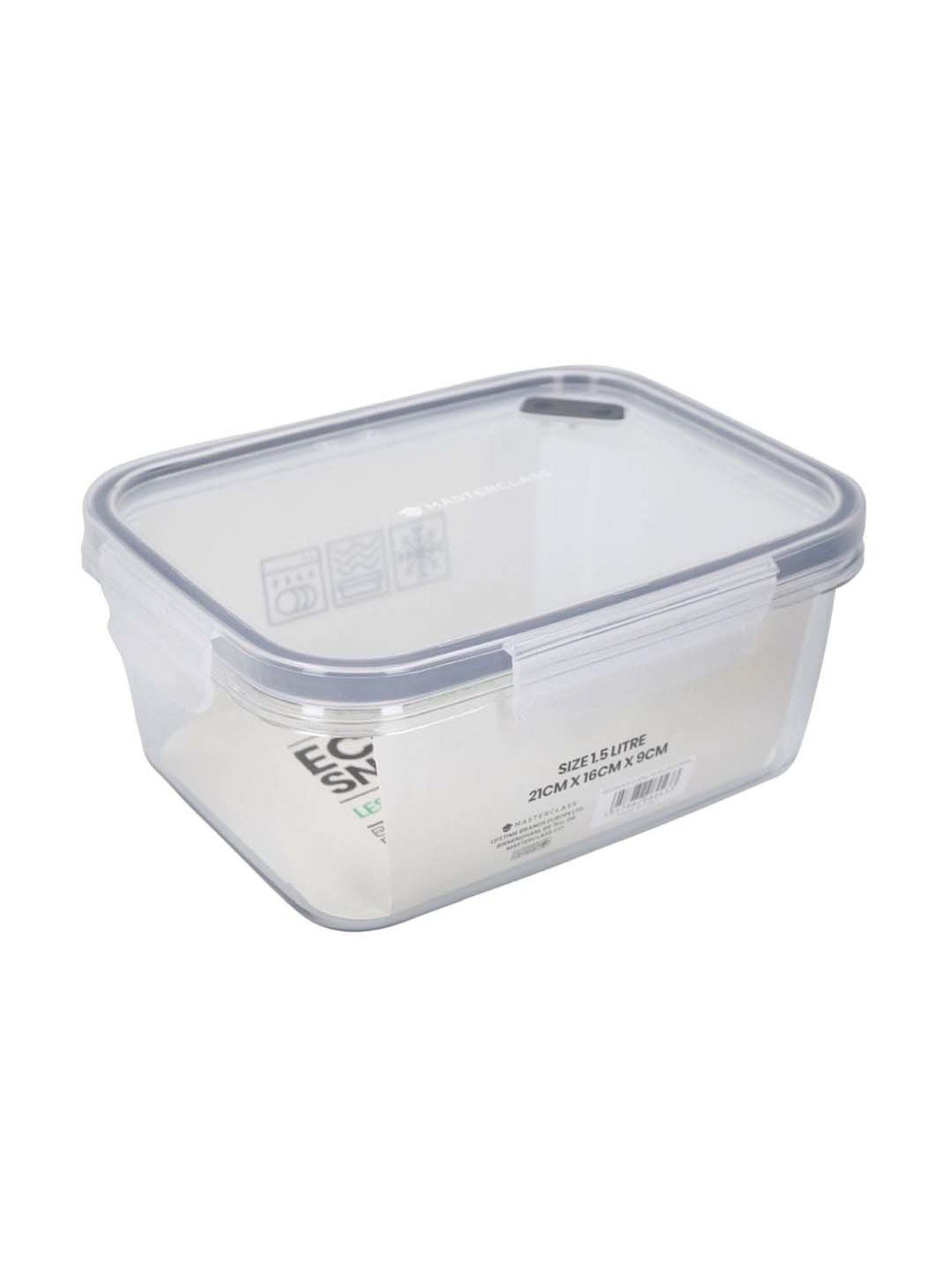 MasterClass Transparent Plastic Rectangular Food Storage Container (1.5 L)