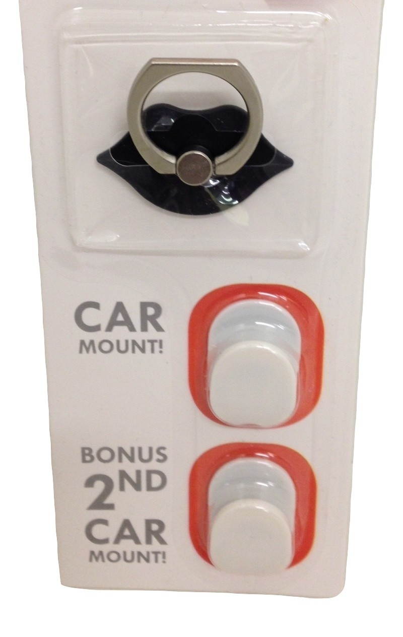 Decorative Black Lips Design Cell Phone Ring Holder & Stand with Car Mounts Compatible with All Mobile Devices