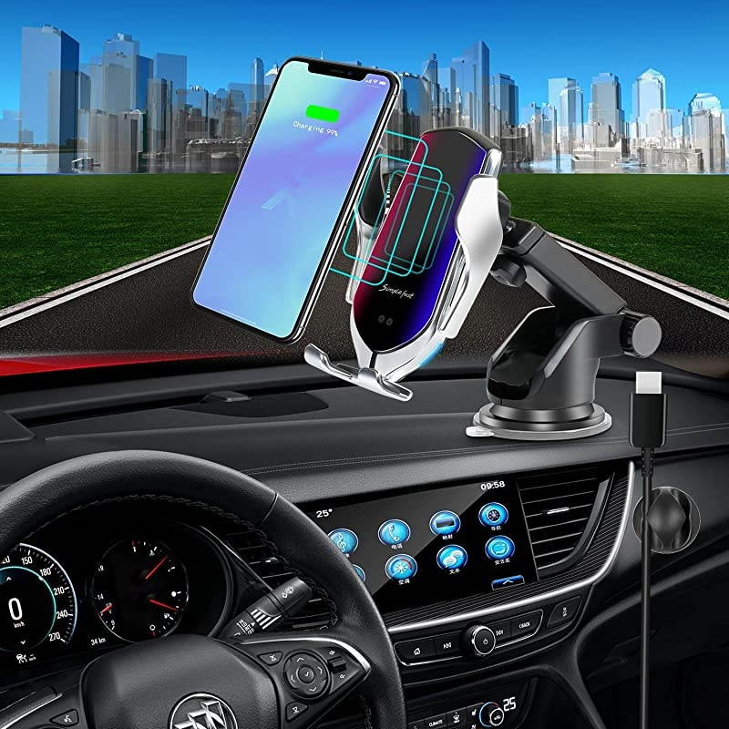 Wireless Charger Car Mount Smart Sensor Qi Fast Wireless Car Charger Mount Auto Clamping Car Phone Holder Compatible iPhone 81011XsXs MaxXR Samsung Galaxy S9S10S20Plus Note910