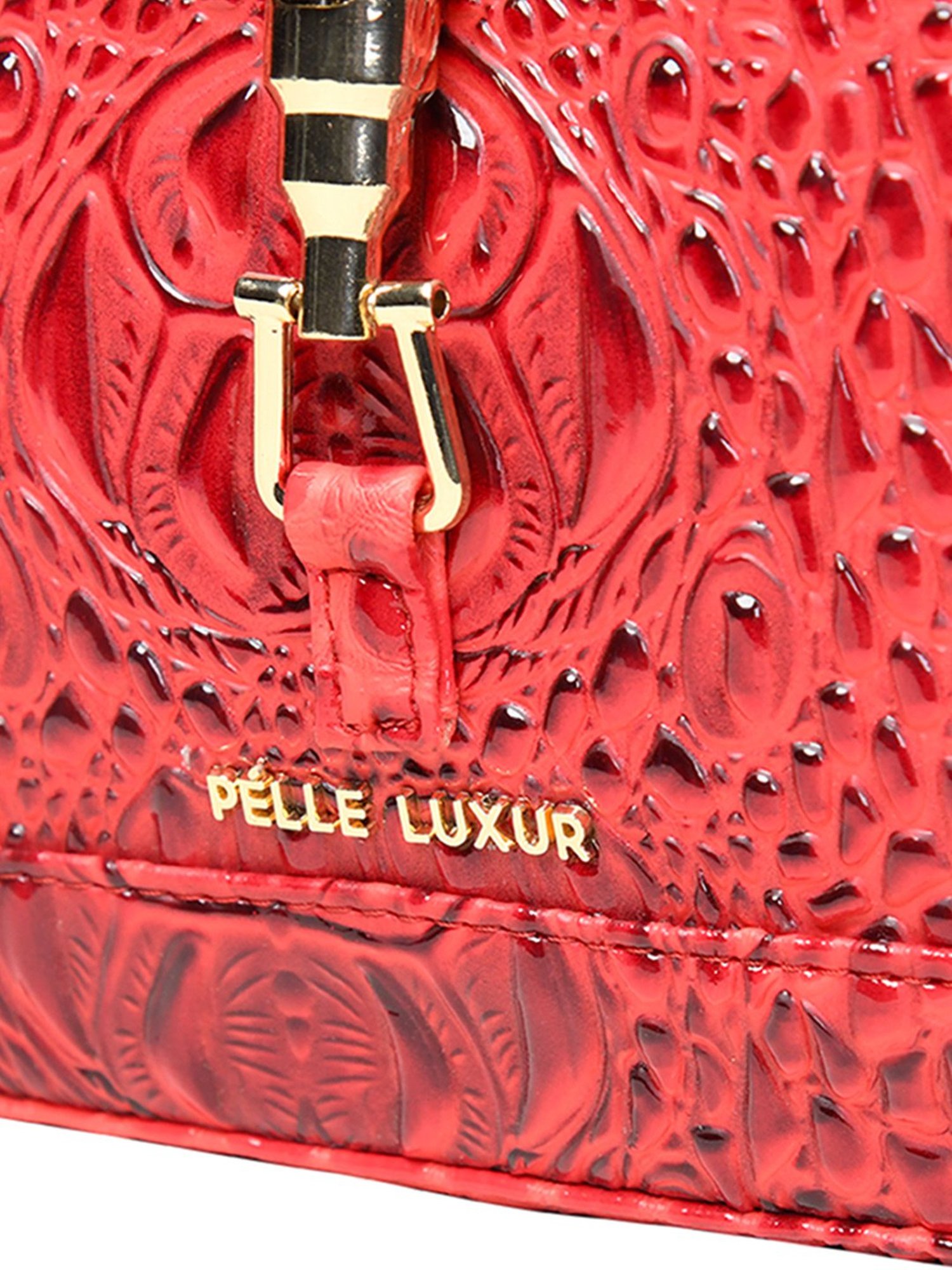 PELLE LUXUR Red Animal Effect Small Shoulder Bag