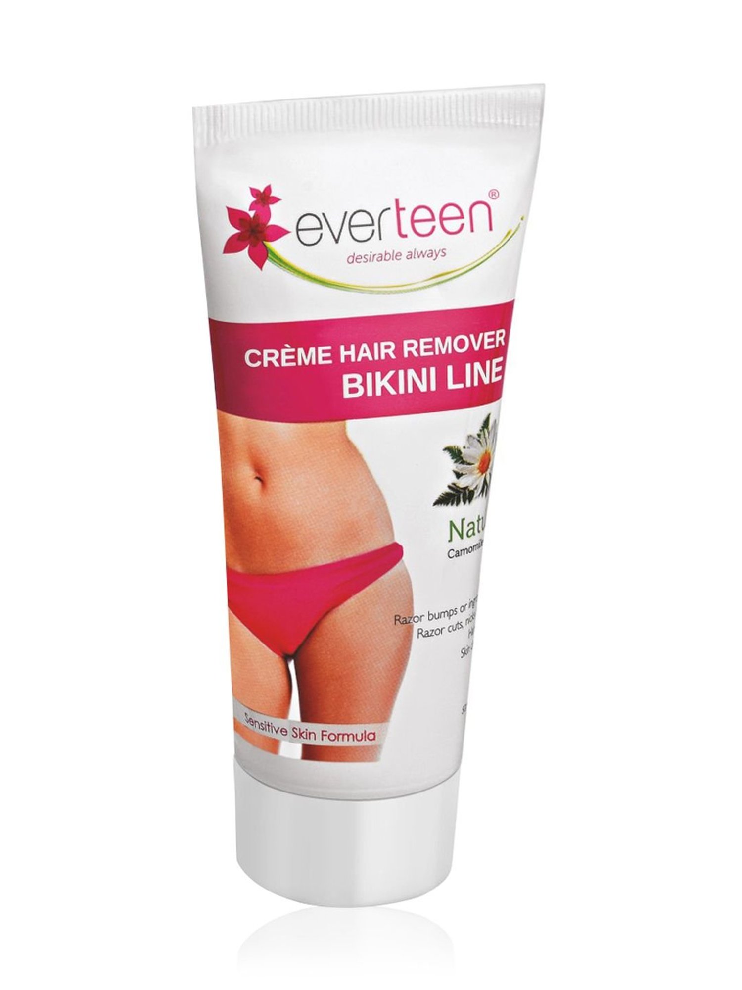 everteen Bikini Line Hair Remover Creme - Natural for Women - 1 Pack - 50 gm