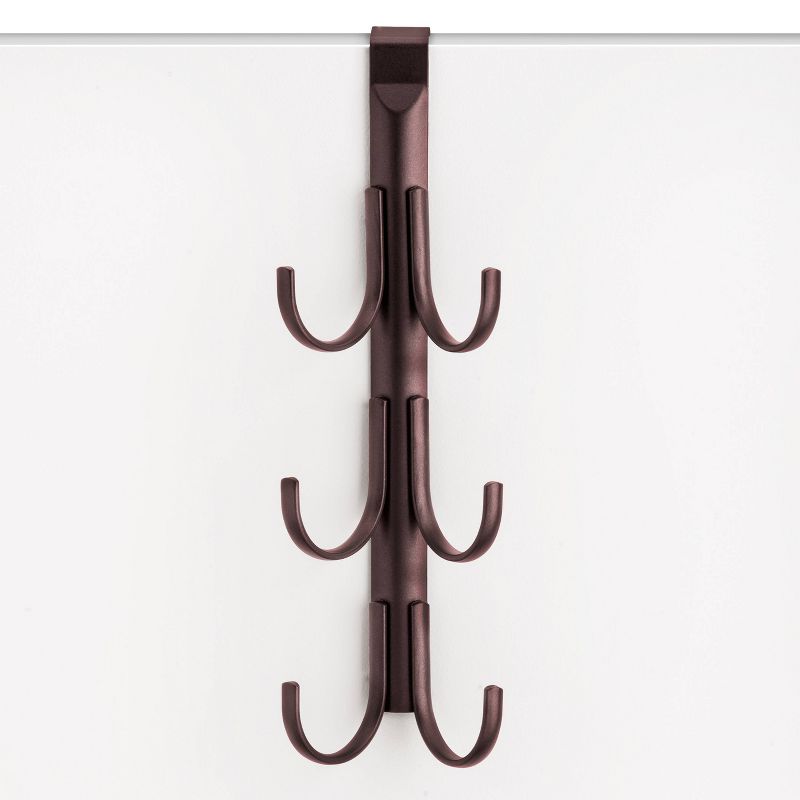 Lynk Over Door Hook Rack Jewelry Organizer Vertical 6 Hook Rack - Bronze