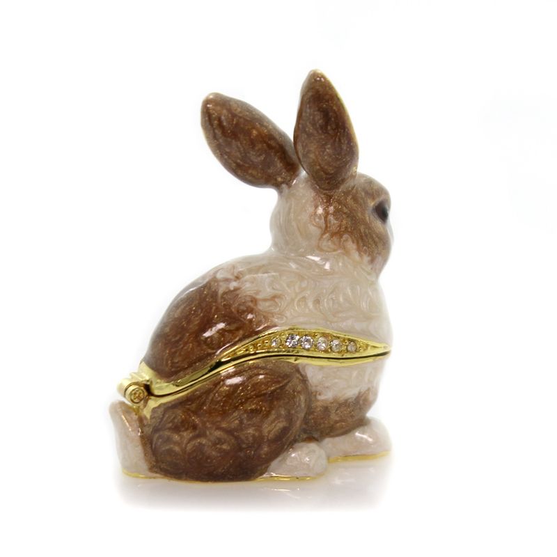 Hinged Trinket Box 2.75" Bunny Enameled Box Rabbit Easter  -  Decorative Figurines