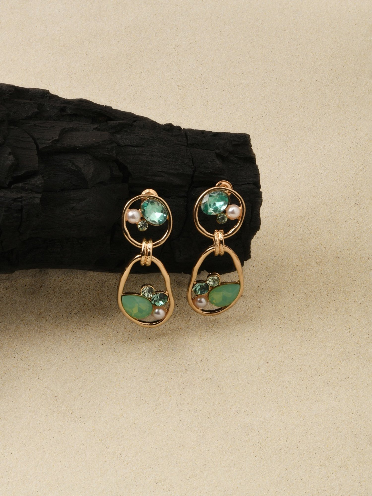 OOMPH Jewellery Yellow Enamel Floral Jhumki