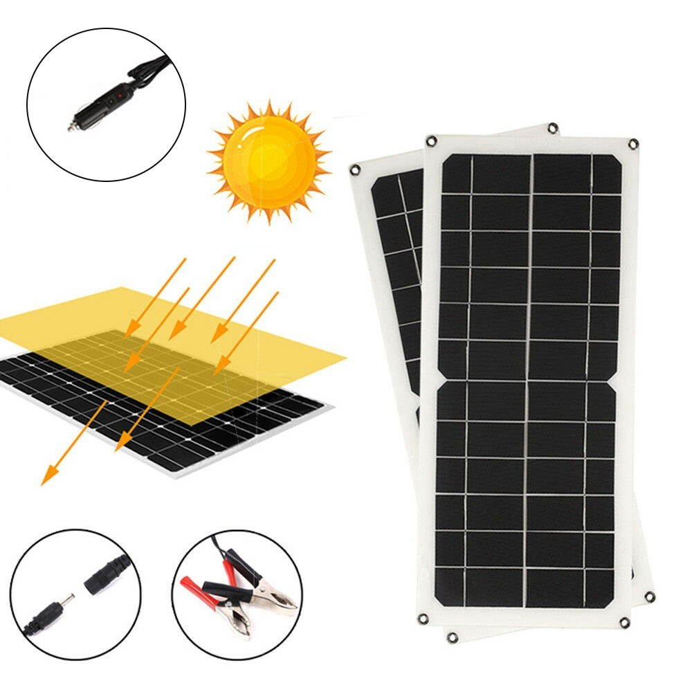 Monocrystaline Solar Panel USB Charger Kit with 10A Solar Controller & Cables