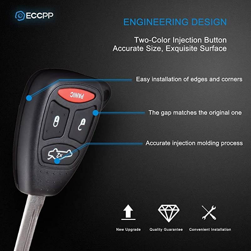 Replacement fit for Uncut Keyless Entry Remote Control Car Key Fob Shell Case Dodge Jeep Series HT692427AA Pack of 2