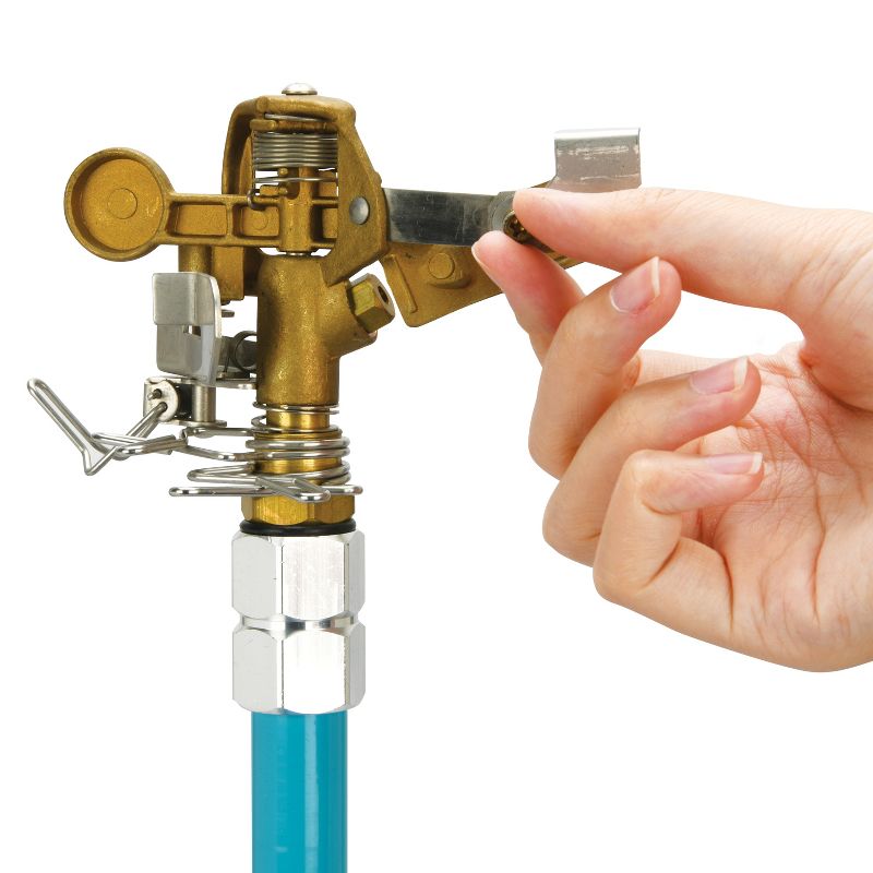 Aqua Joe AJ-IST39BM Indestructible Brass Impulse 360 Degree Sprinkler | Telescoping | 1390 sq ft Max Coverage