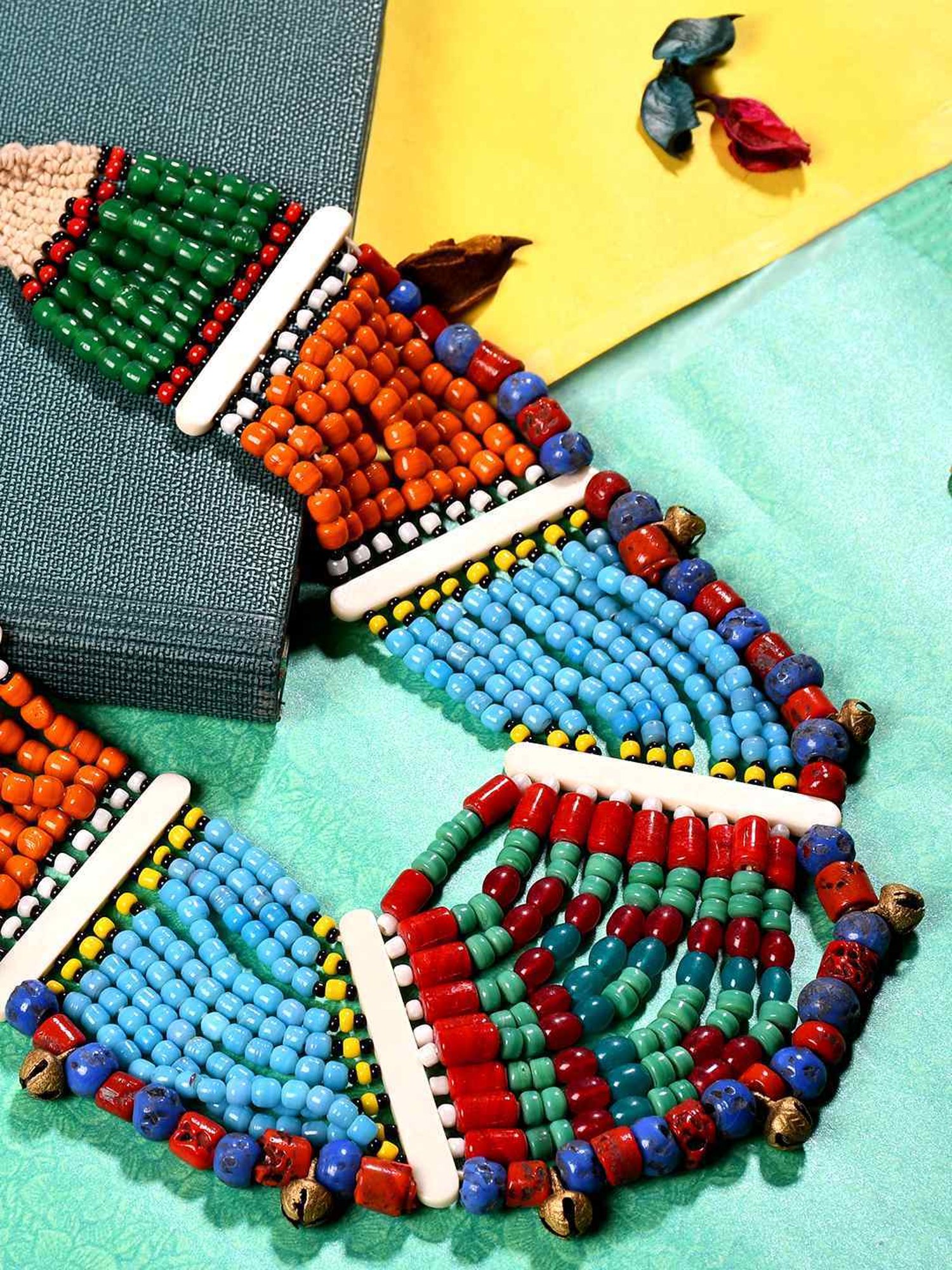 Imli Street Multicolor Vintage Naga Beaded Tribal Necklace