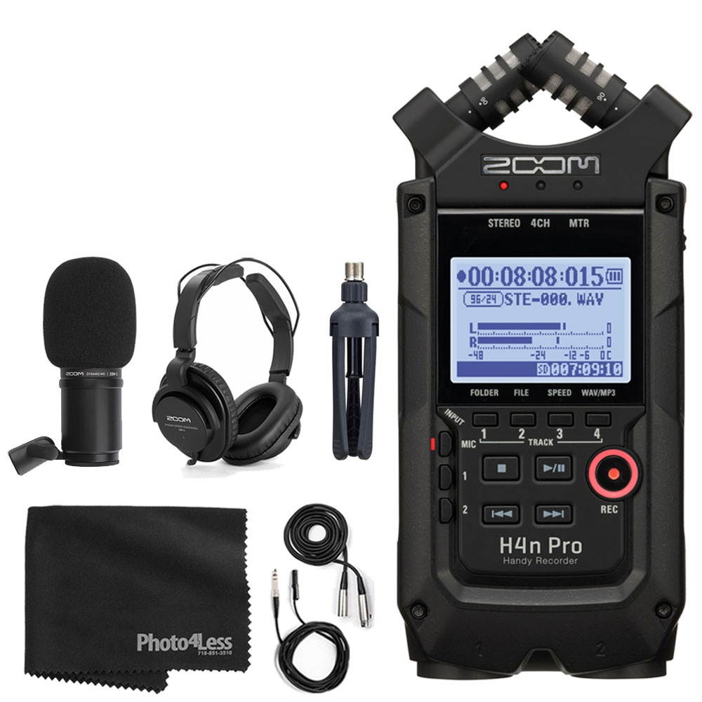 Zoom H4n Pro 4-Input / 4-Track Portable Handy Recorder + Mic + Headphones + More
