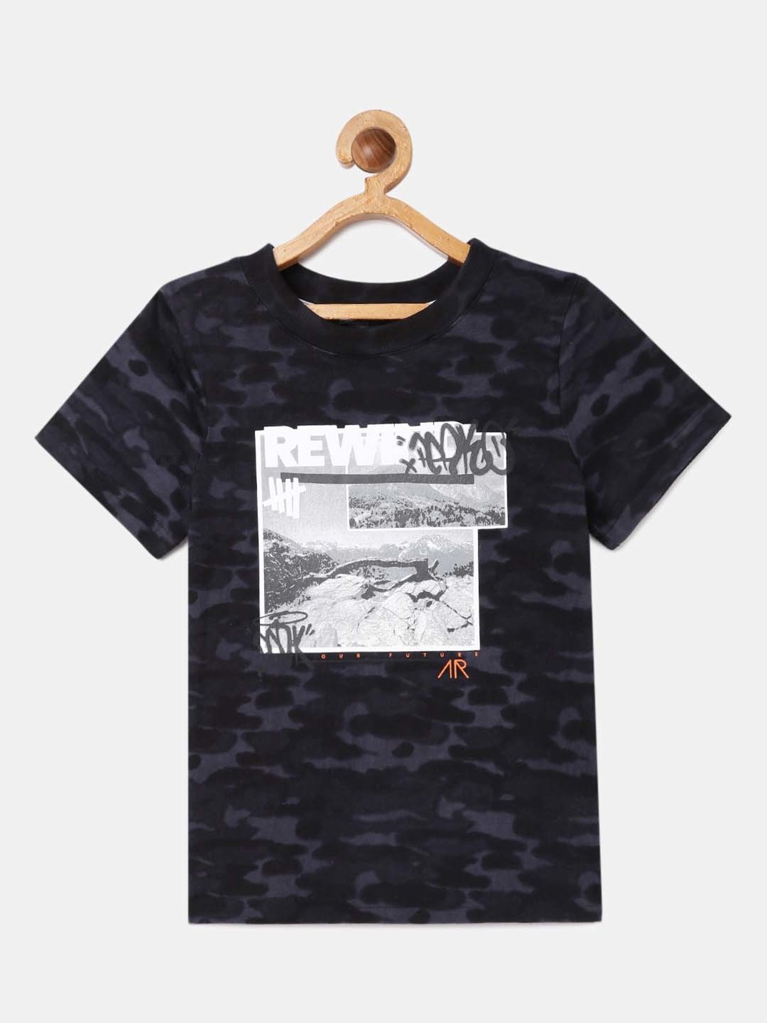 Angel & Rocket Kids Blue Cotton Printed T-Shirt