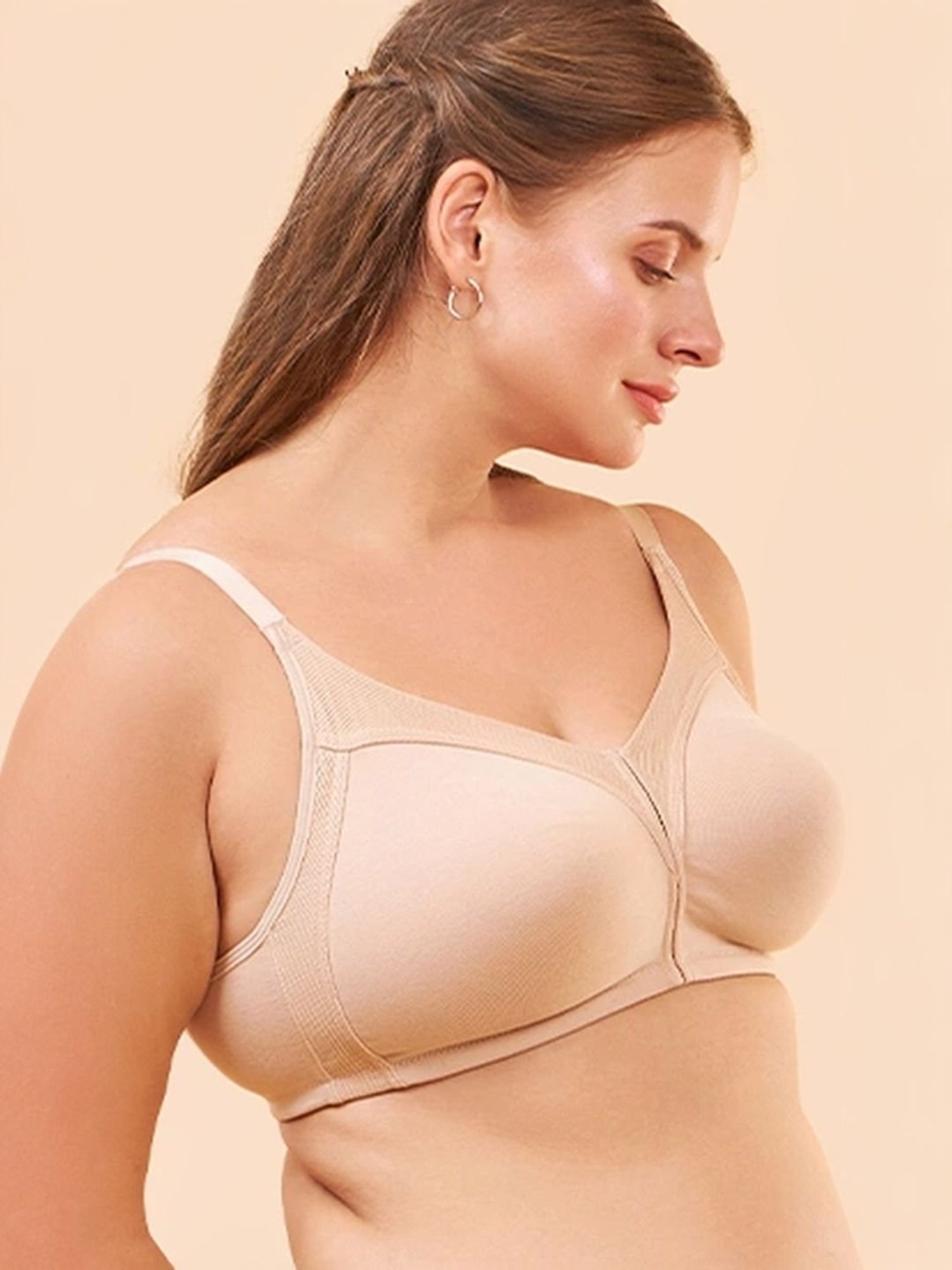 Enamor Beige Non Wired Non Padded Full Coverage Bra