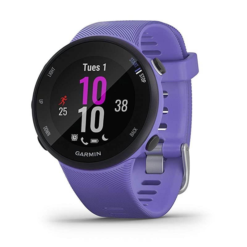 Forerunner 45S GPS Running Watch Runners Bundle | Includes Water Bottle, Portable Charger & Screen Protectors | Heart Rate Watch | Pace, Distance, Stress Tracking | Iris, 010-02156-01
