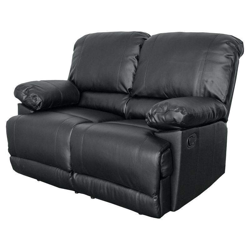 Lea Black Bonded Leather Reclining Loveseat - CorLiving
