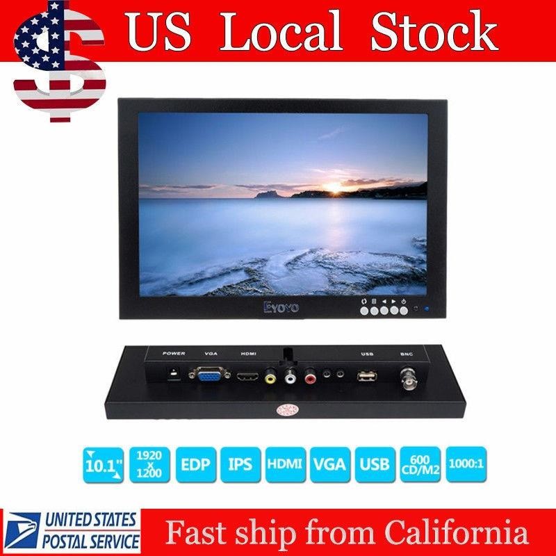 1920x1200 1000:1 10'' 1080P IPS HDMI VGA Monitor Screen Video For PC DVD Camera