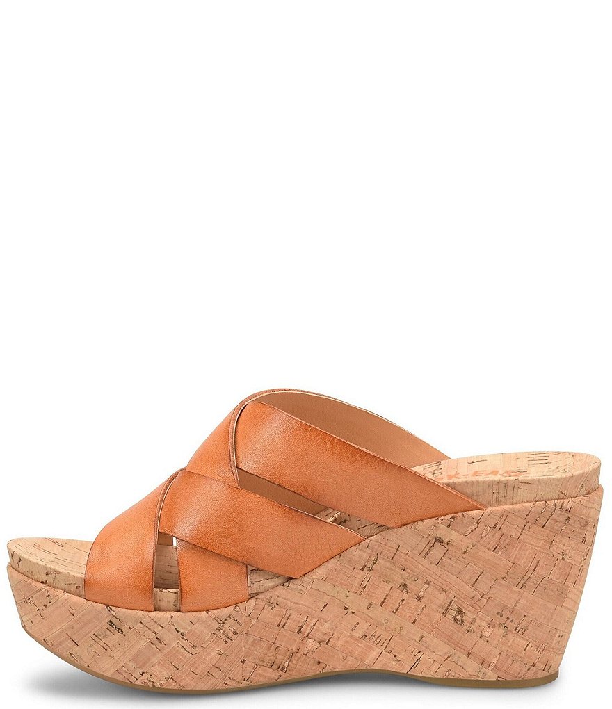 Kork-Ease Aria Woven Leather Cork Wedge Slide Sandals
