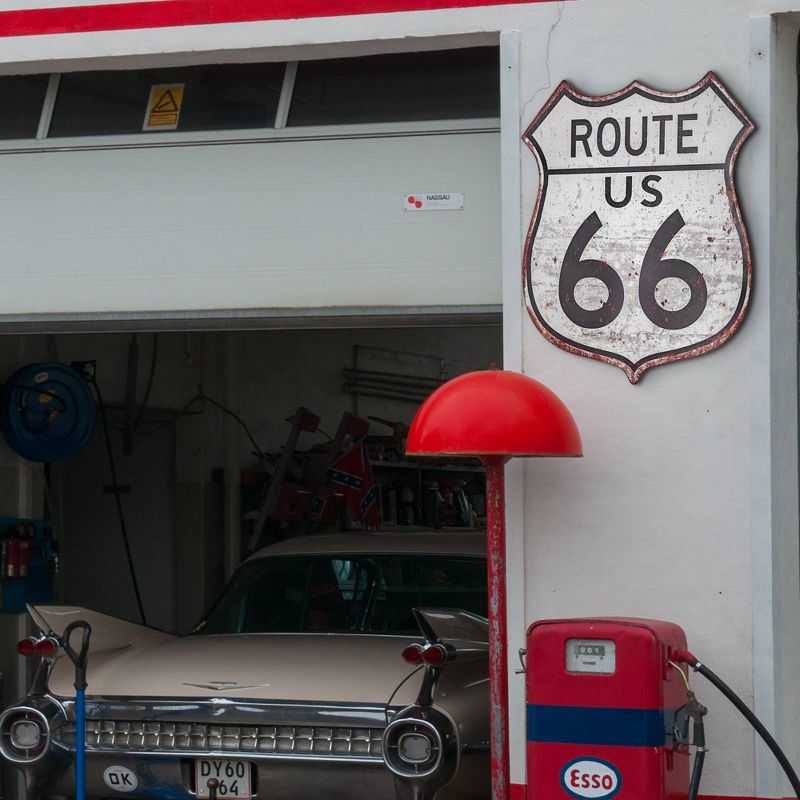Route 66 Metal Sign Gray/Black - Crystal Art Gallery