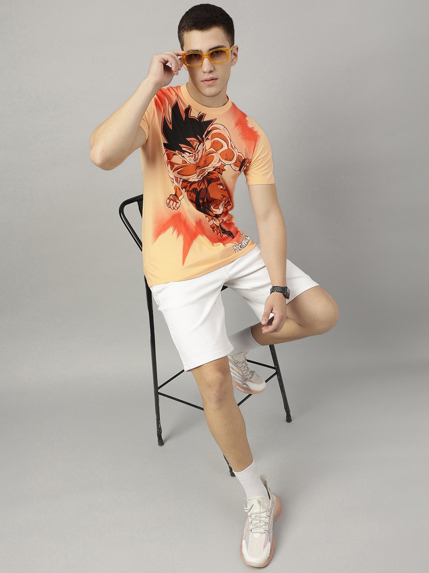 Free Authority Peach Regular Fit Printed T-Shirt