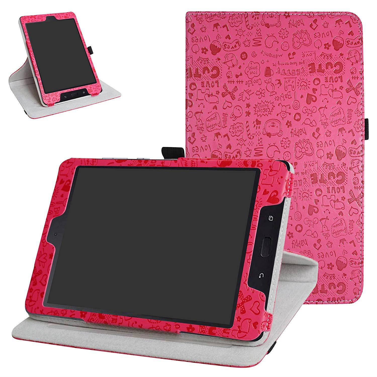 ZenPad Z8s ZT582KL / Z8 ZT582KL-VZ1 Rotating Case,Mama Mouth 360 Degree Rotary Stand With Cute Pattern Cover For 7.9" Asus ZenPad Z8s ZT582KL / Z8 ZT582KL-VZ1 Android 7.0 Tablet,Rose Red