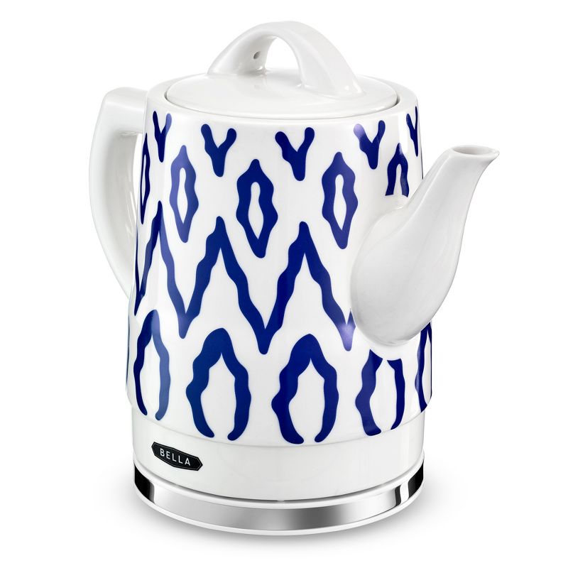 Bella 14744 Stylish 1.5 Liter 1350 Watt Long Neck Spout Ceramic Cordless Electric Kettle with 360 Degree Swivel Base, Blue Aztec