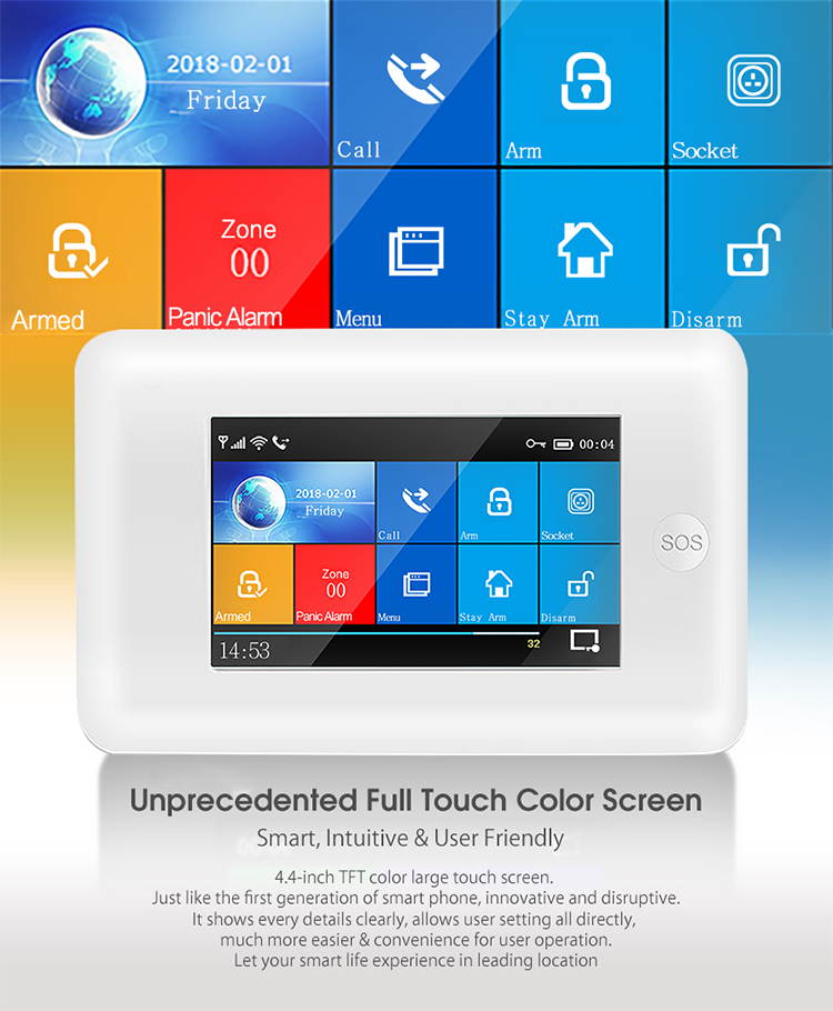 Axiom WiFi Smart Home and Business Alexa Compatible Security System with DIY Kit, Burglar Alarm with Full Touch Screen,Auto Dial and APP Remote Control,White (no Monitoring Contract)
