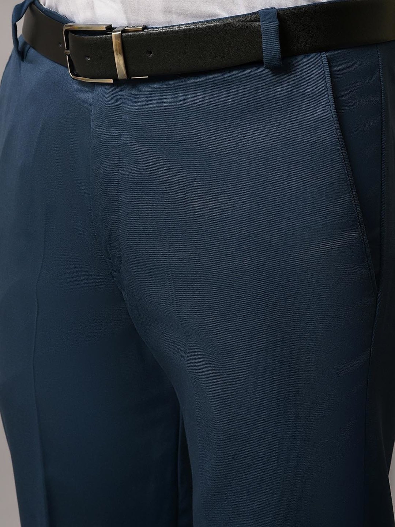 Hangup Teal Regular Fit Flat Front Trousers